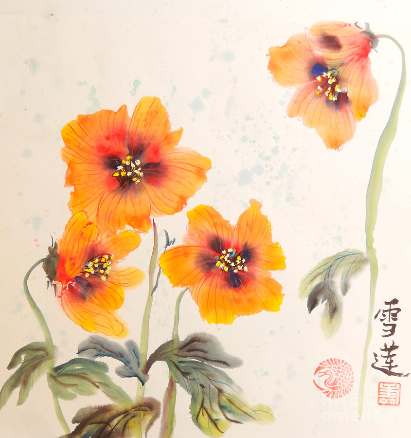 Zen Poppies Painting by Sharon Nelson-Bianco