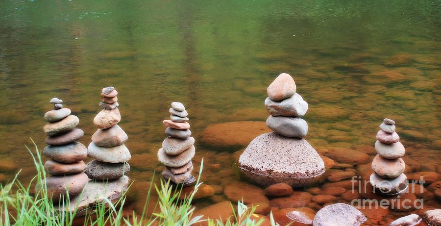 Nature Photograph - Zen Rocks at Buddha Beach by Angela G