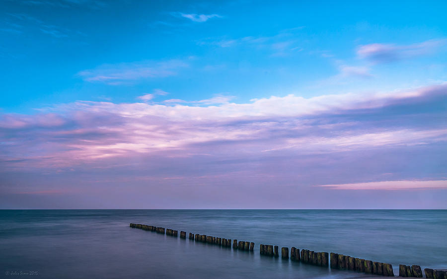 Sunset Photograph - Zen Seascape in Blue Turquoise and Purple by Julis Simo
