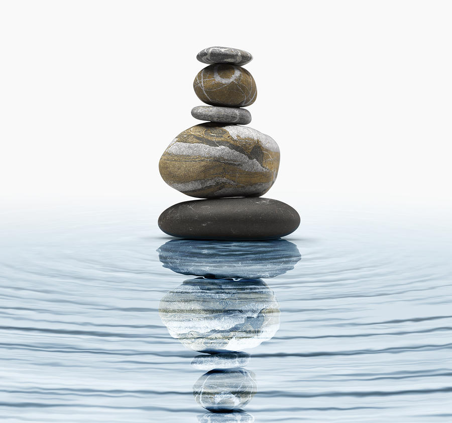 Abstract Photograph - Zen stones in water by Bombaert Patrick