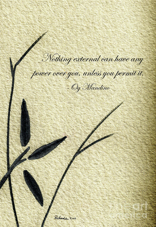 Zen Sumi 4j Antique Motivational Flower Ink on Watercolor Paper by Ricardos Mixed Media by Ricardos Creations