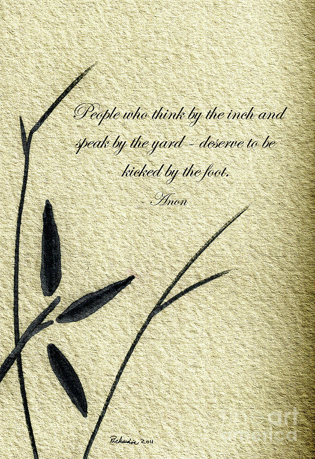 Zen Sumi 4L Antique Motivational Flower Ink on Watercolor Paper by Ricardos Mixed Media by Ricardos Creations