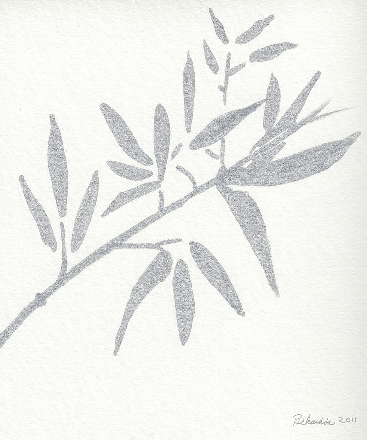 Zen Sumi Botanical 4a Ink on Watercolor Paper by Ricardos Drawing by Ricardos Creations