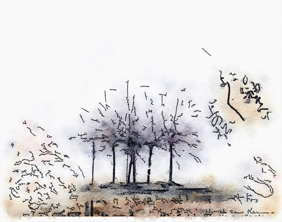 Zen Trees Painting by Vanessa Katz