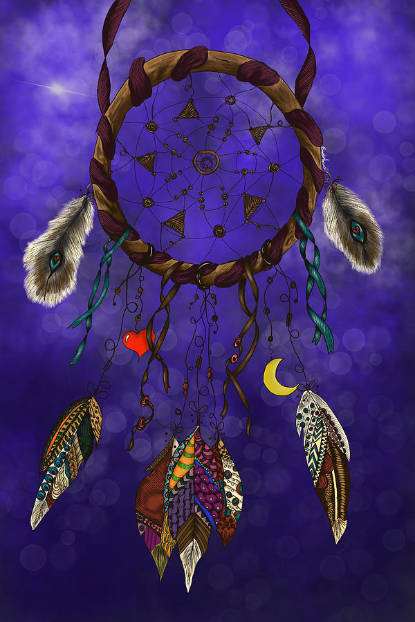 Feather Painting - Zentangle DreamCatcher by Becky Herrera