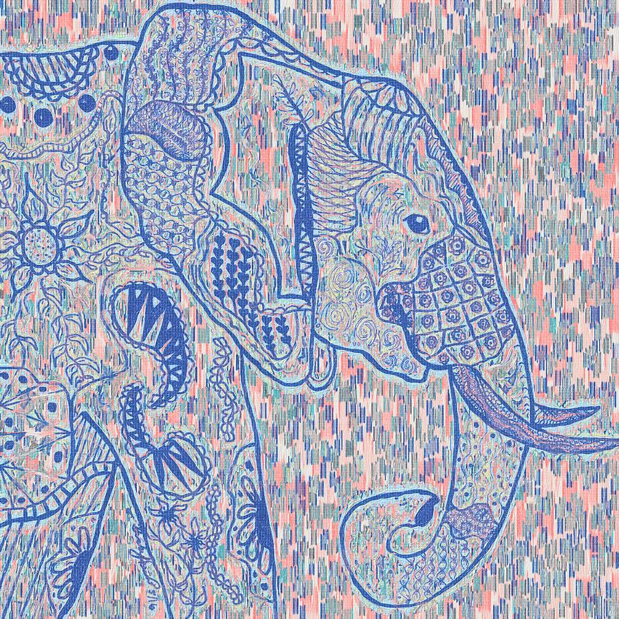 Zentangle Elephant-Oil Painting by Becky Herrera