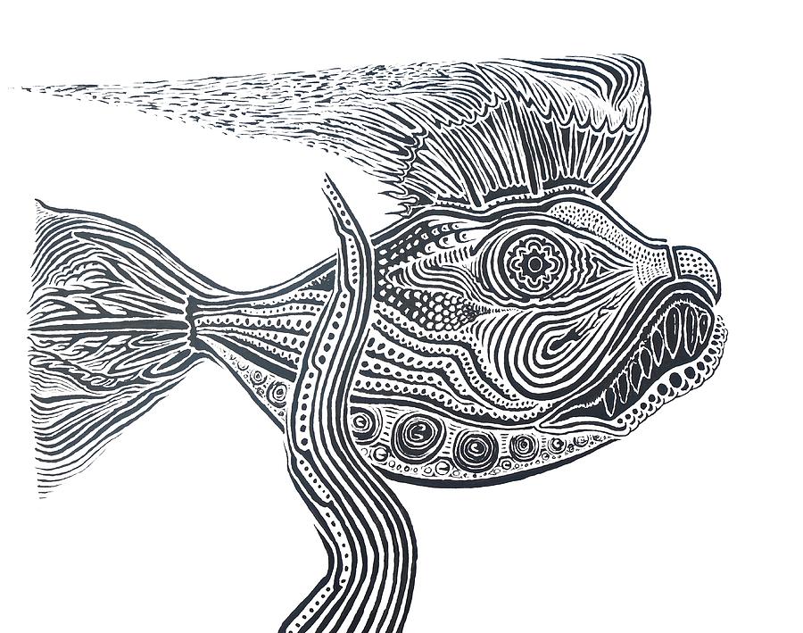 Fish Painting - Zentangle Fish by Steve  Hester