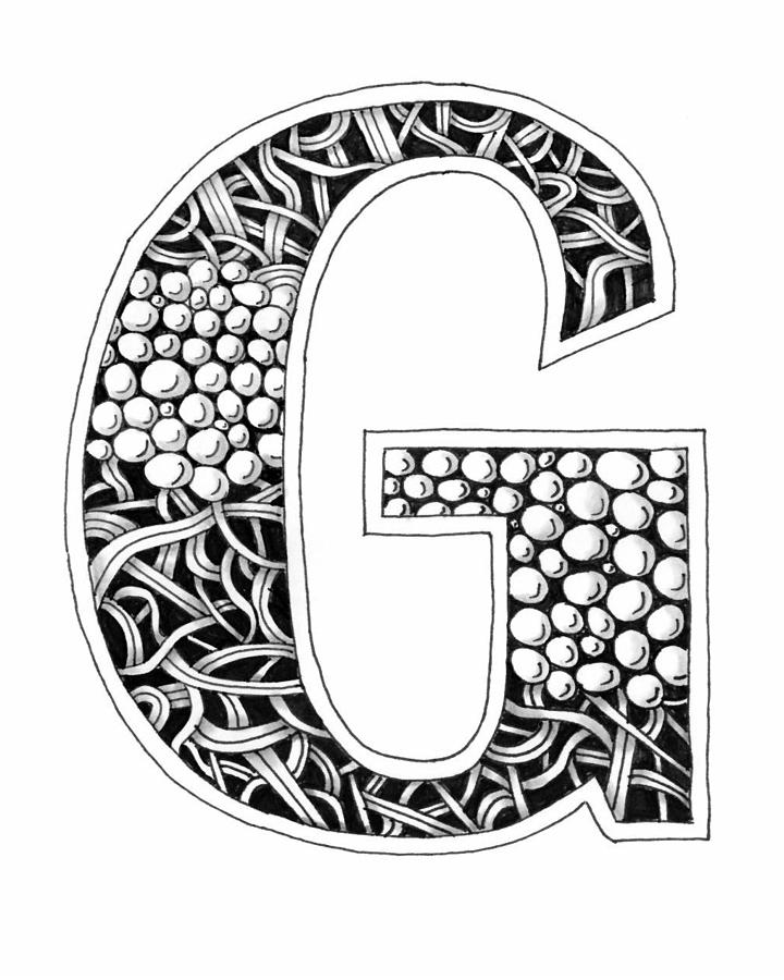 Zentangle Inspired Letter G Drawing by Rik Strickland | Fine Art America