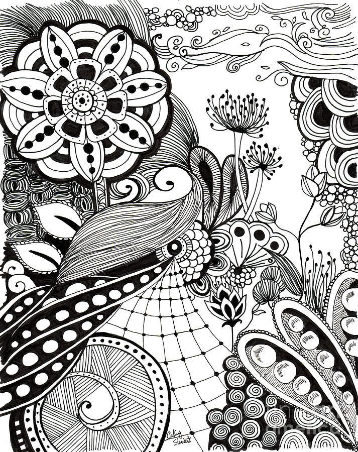 Scenery Zentangle Drawing by Cathy Siewert