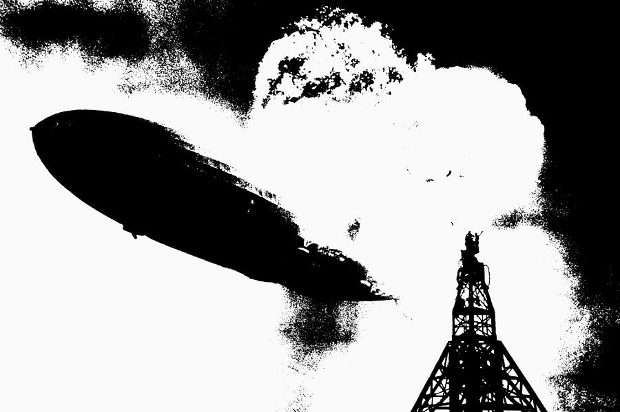 Zeppelin Hindenburg Explosion Graphic Mixed Media by War Is Hell Store