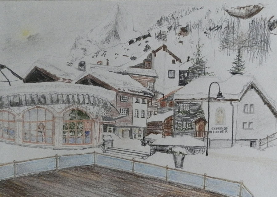 Zermatt Drawing by Margaret Brooks
