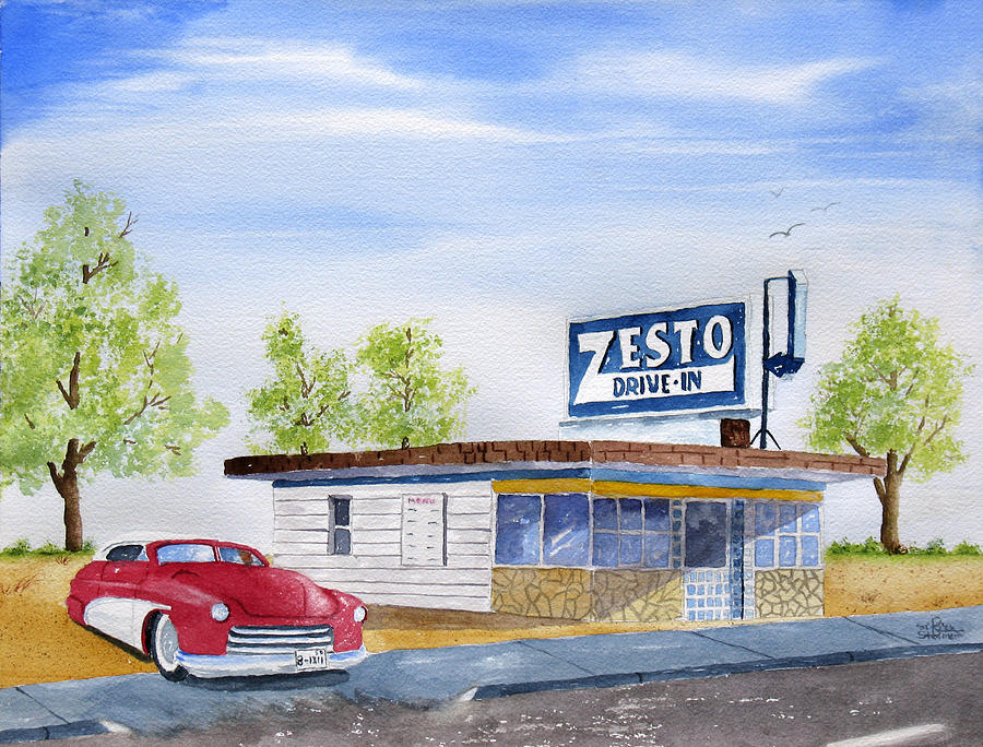 Zesto Drive In 12 x 16 Print Painting by Richard Stedman