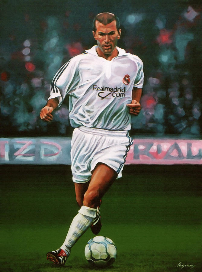 Zidane at Real Madrid Painting Painting by Paul Meijering