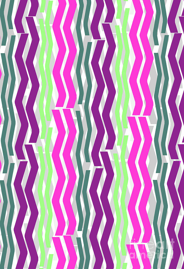 Pattern Digital Art - Zig Zig Stripes by Louisa Knight