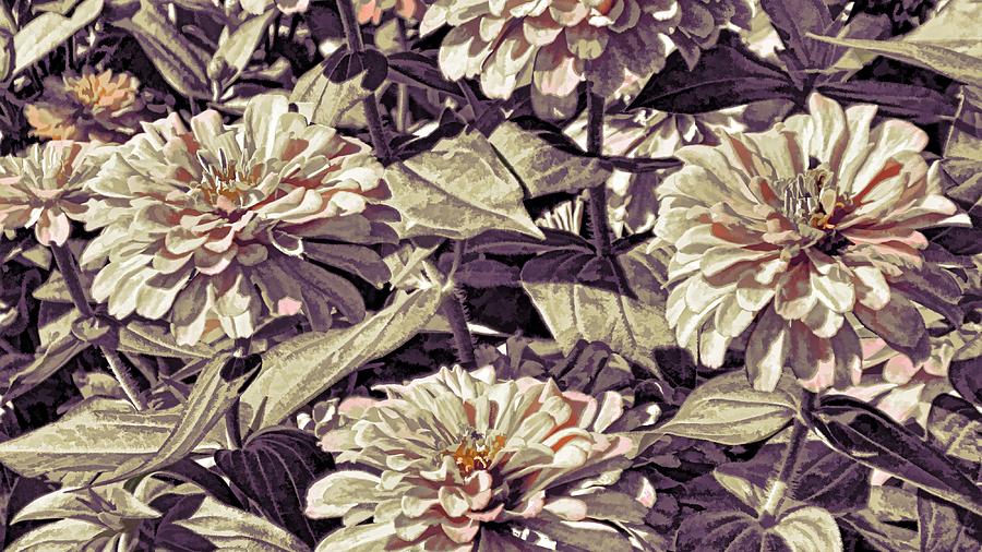 Zinnia Garden - Stylized Blush Digital Art by Doug Morgan