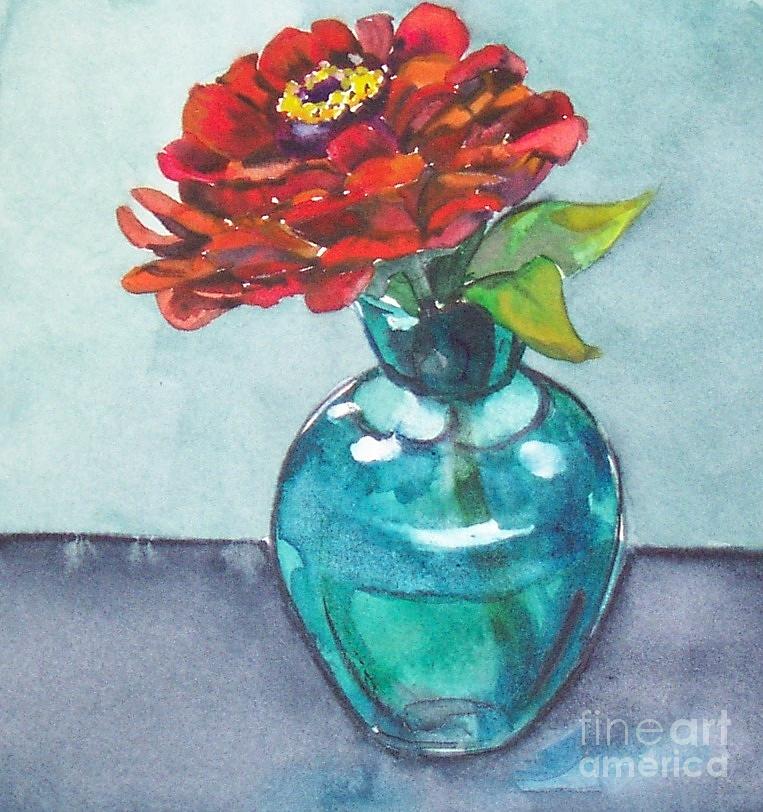 Zinnia Painting by Jane Loveall