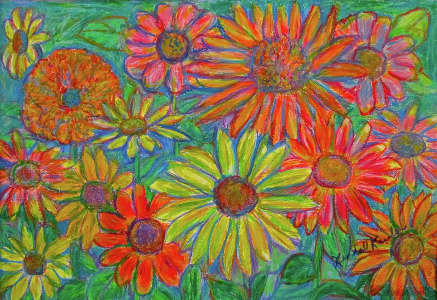 Zinnia Spin Drawing by Kendall Kessler