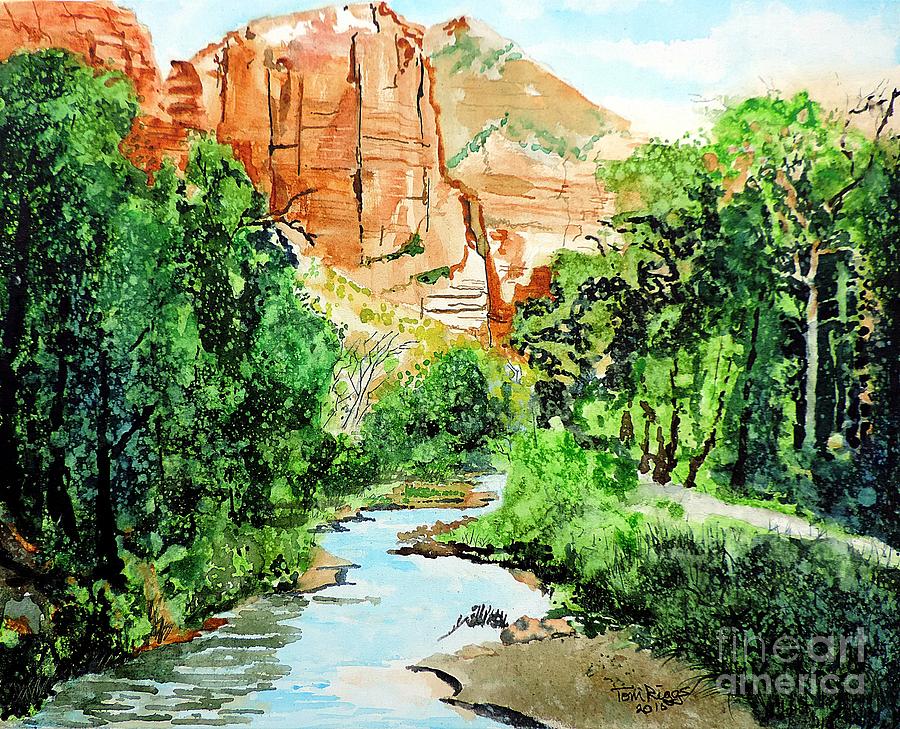Zion and The Virgin River Two Painting by Tom Riggs