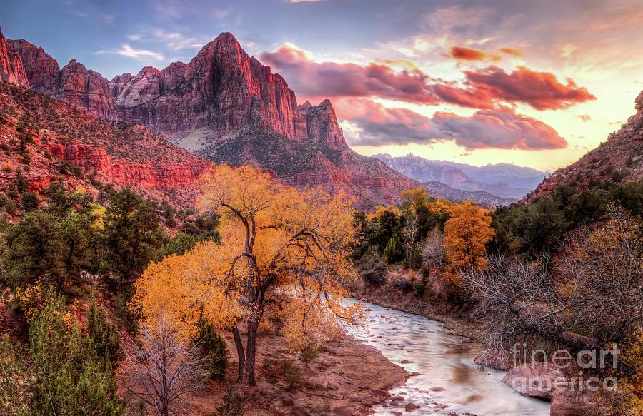  Zion Autumn Sunset Photograph by Roxie Crouch
