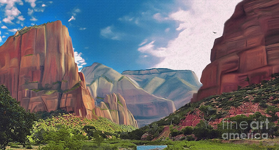 Zion Cliffs Digital Art by Walter Colvin