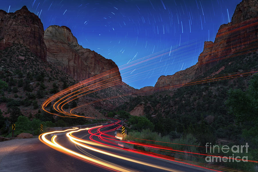 Zion Light Trails Photograph by Jerry Fornarotto