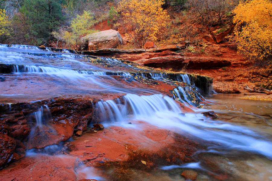 Zion National Park In Autumn Waterfall Photograph By Pierre Leclerc Photography Fine Art America 