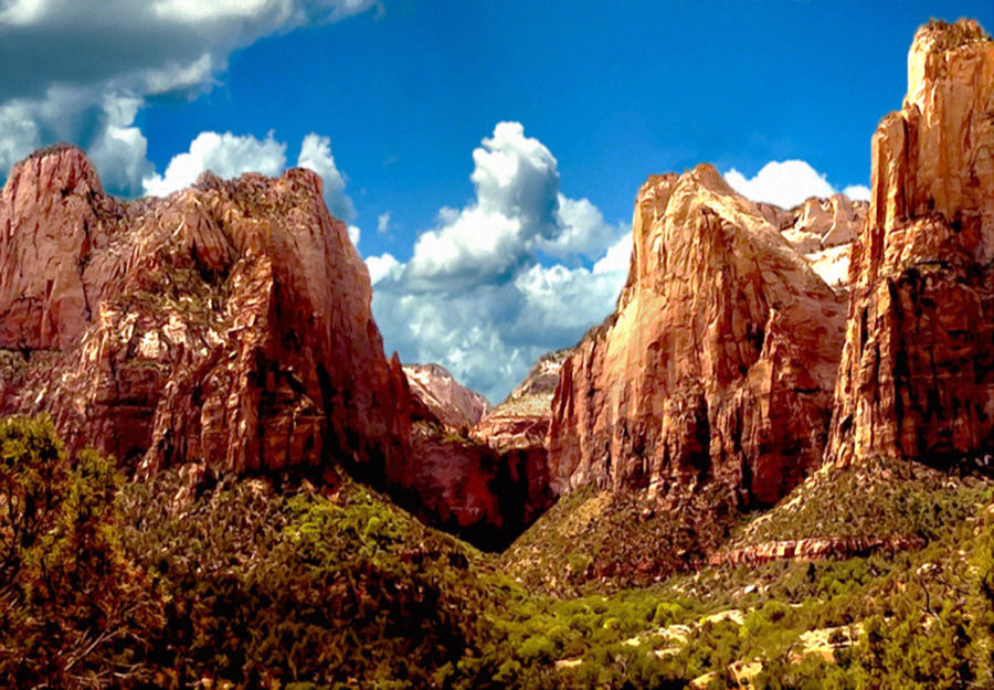 Zion National Park Painting - Zion National Park Utah by Bob and Nadine Johnston