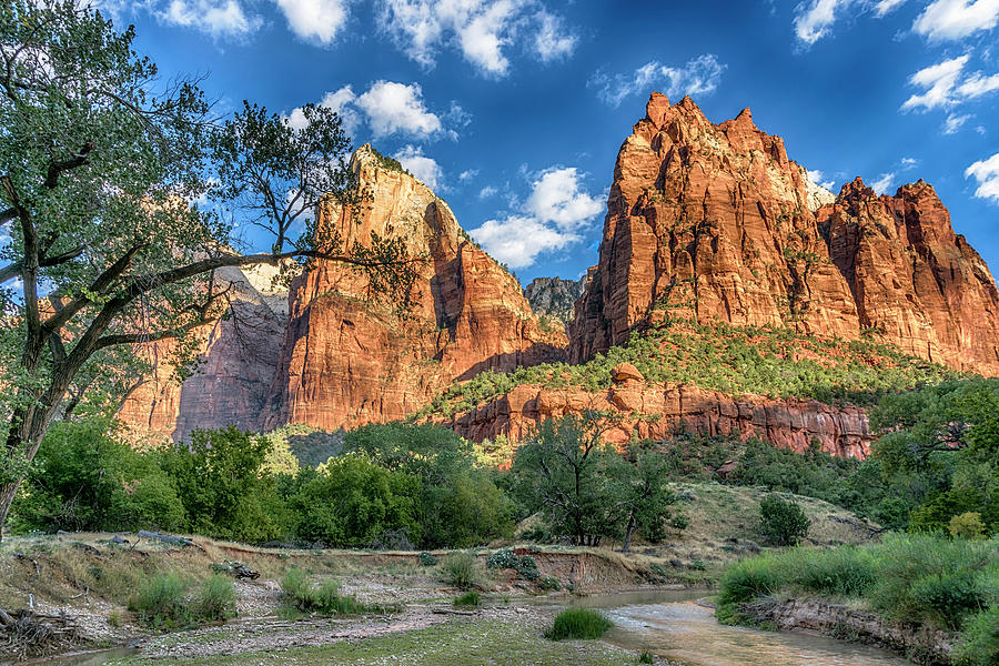 Zion NP Court of the Patriarchs and Virgin River-7R2_DSC0888_08092017  Photograph by Greg Kluempers