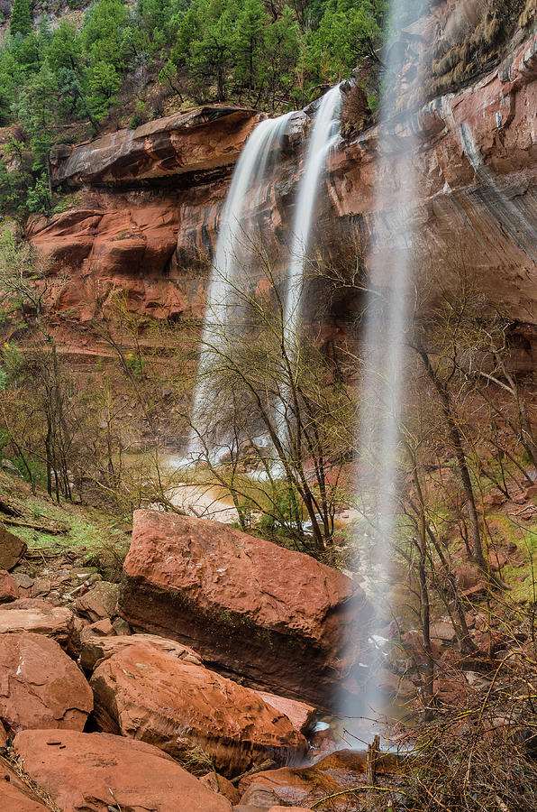 Zion Triple Waterfall Photograph by Greg Nyquist