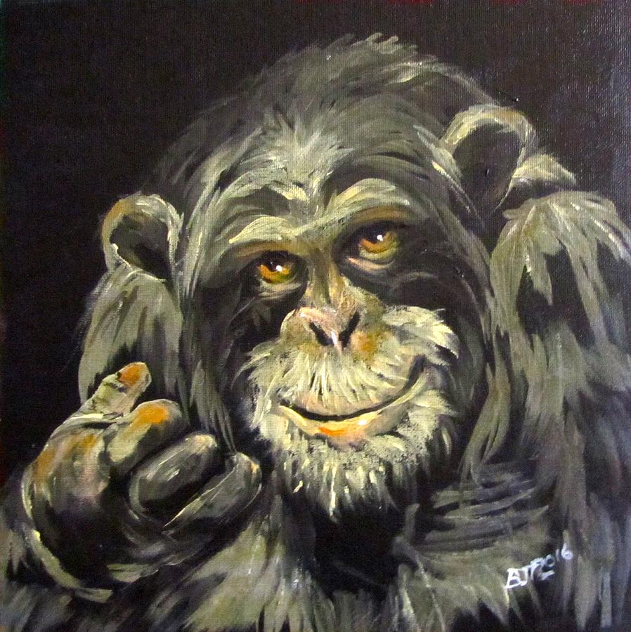 Chimpanzee Painting - Zippy by Barbara OToole