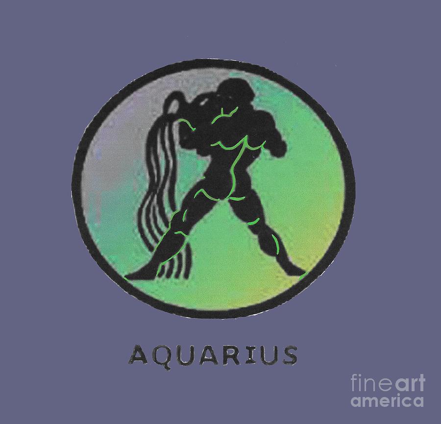 Zodiac Aquarius T-shirt Painting by Herb Strobino