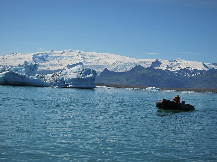 Zodiac in Glacial Lagoon Photograph by Pema Hou