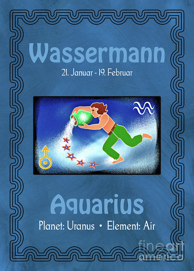 Zodiac Sign Aquarius - Wassermann Digital Art by Gabriele Pomykaj