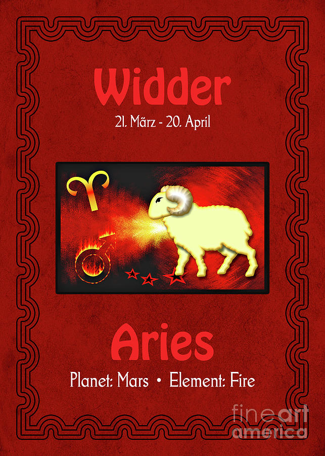 Zodiac Sign Aries - Widder Digital Art by Gabriele Pomykaj