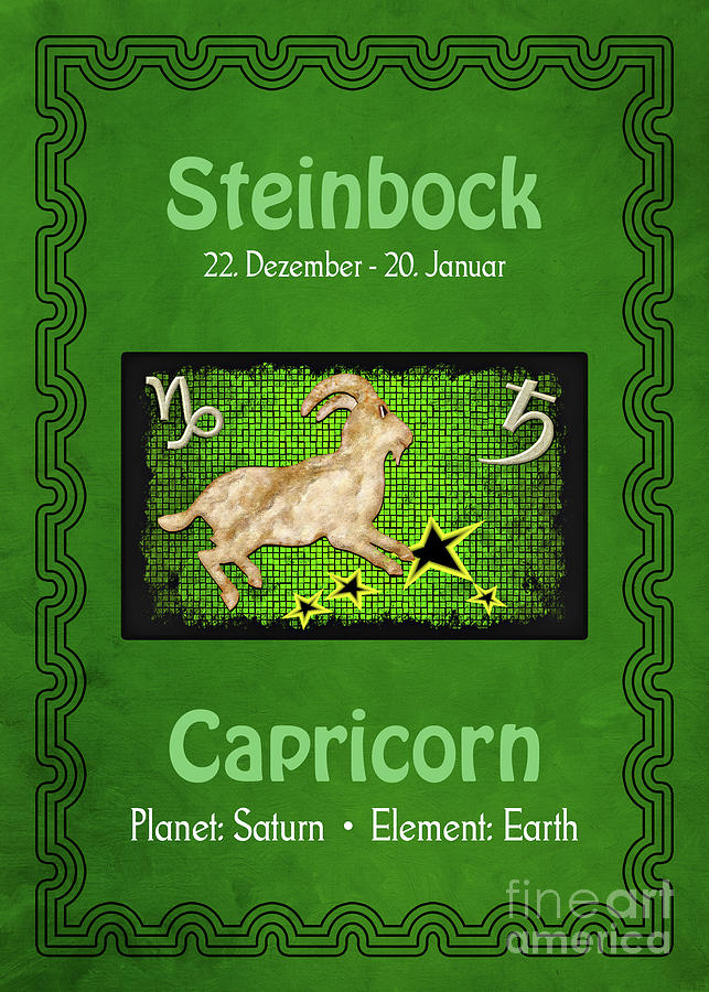 Zodiac Sign Capricorn - Steinbock Digital Art by Gabriele Pomykaj