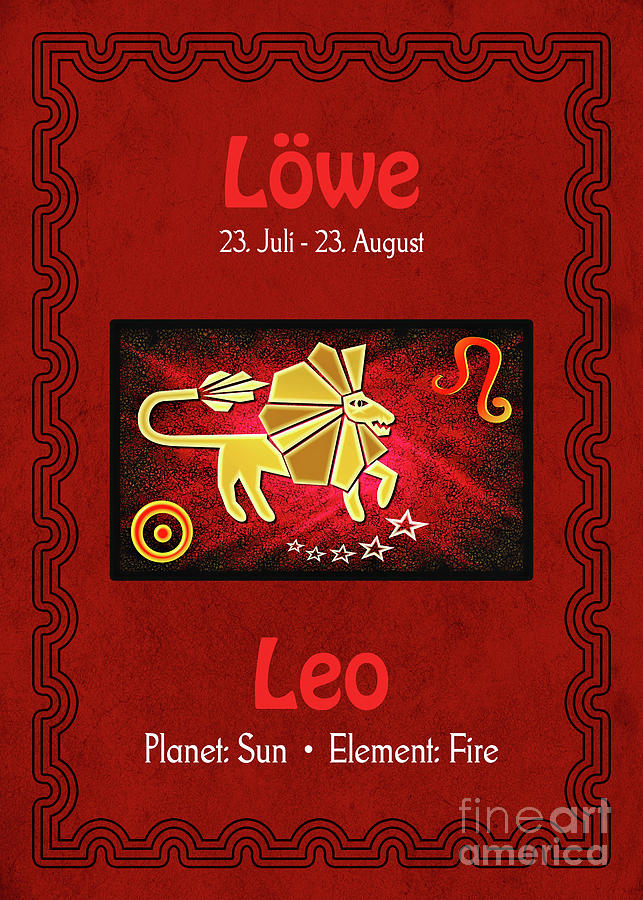 Zodiac Sign Leo - Loewe Digital Art by Gabriele Pomykaj