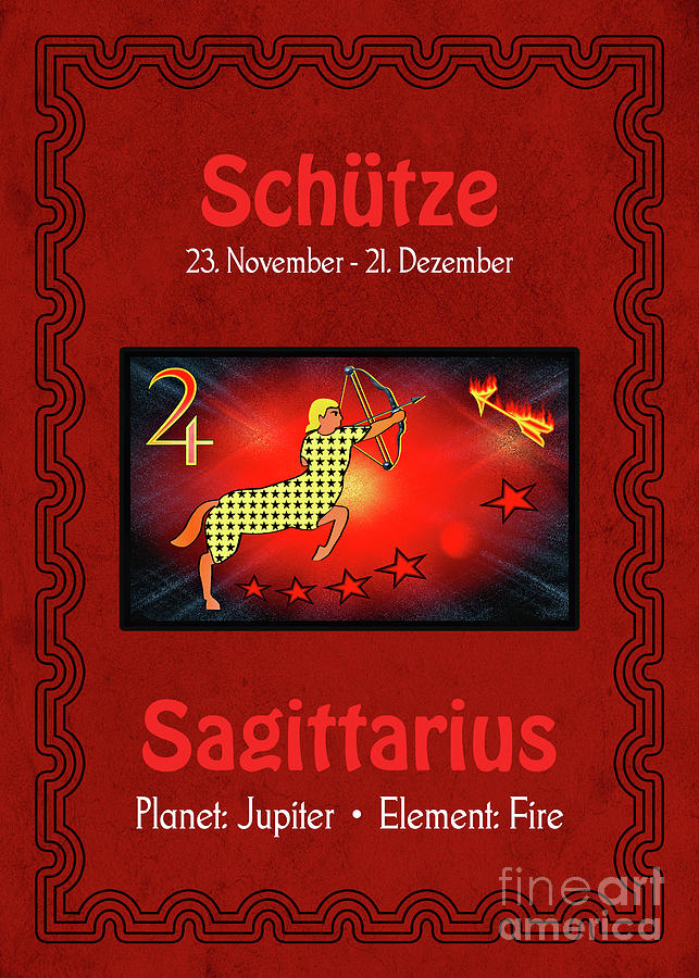 Zodiac Sign Saggitarius - Schuetze Digital Art by Gabriele Pomykaj