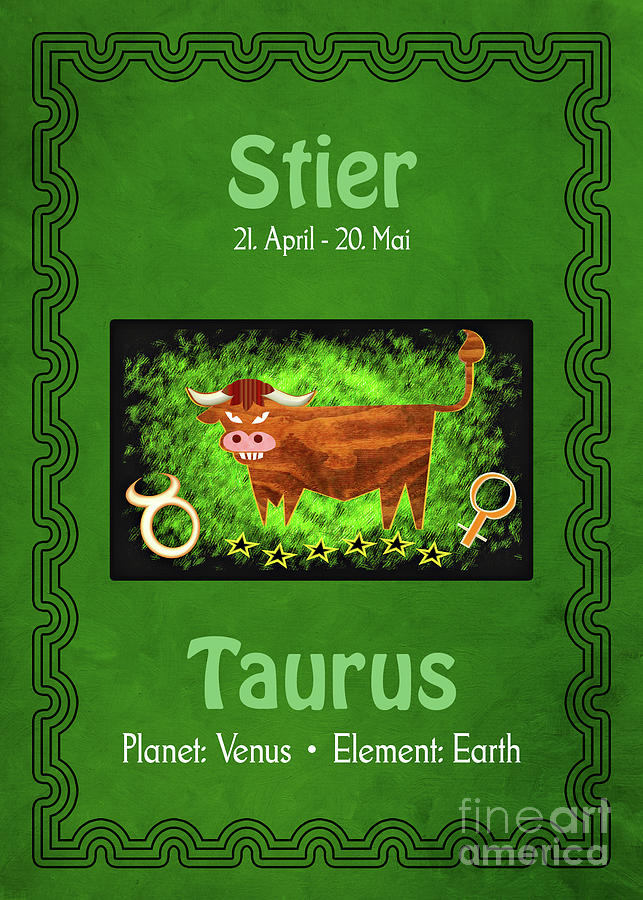 Zodiac Sign Taurus - Stier Digital Art by Gabriele Pomykaj