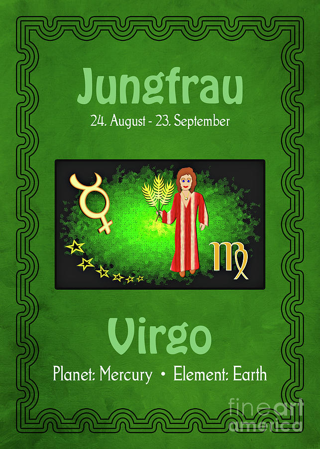 Zodiac Sign Virgo - Jungfrau Digital Art by Gabriele Pomykaj