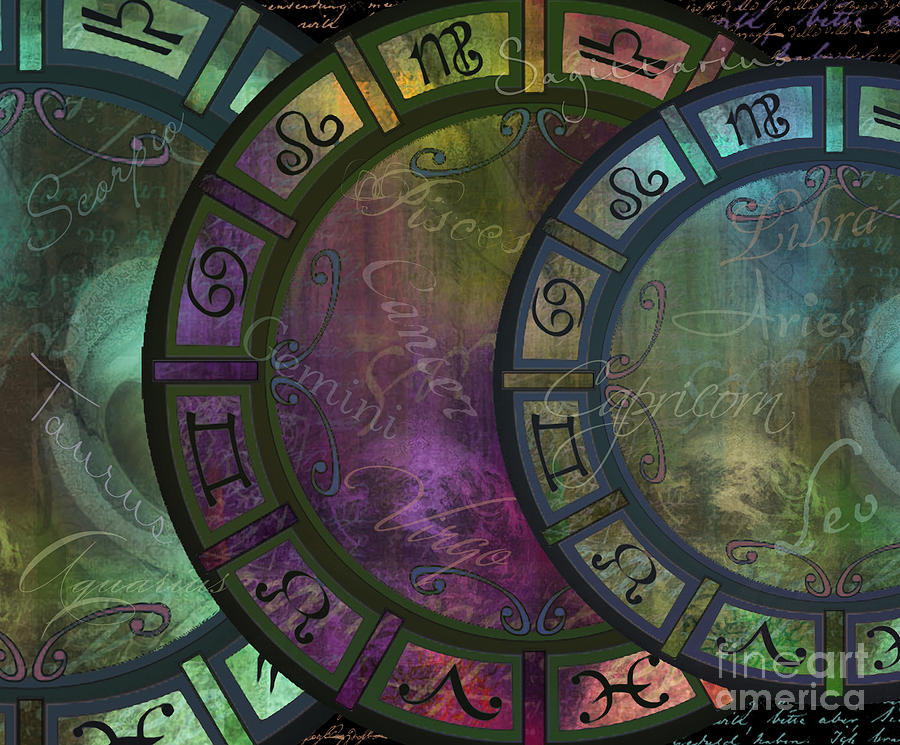 Zodiac Wheel Painting by Mindy Sommers
