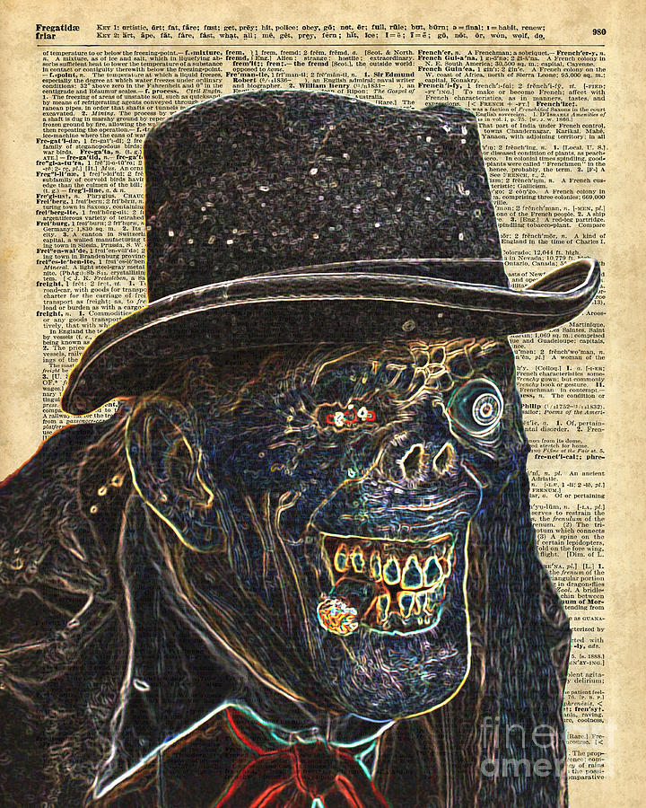 Vintage Digital Art - Zombie Apocalypse,Monster,Walking Dead,Ugly Halloween Creature  by Anna W