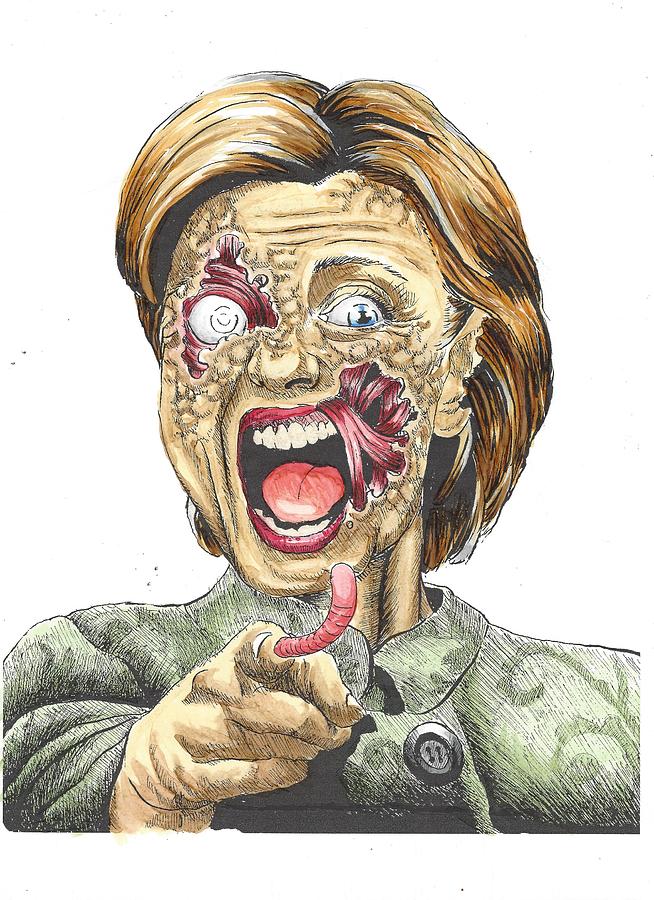 Hillary Clinton Drawing - Zombie Hillary by Tyler Blake