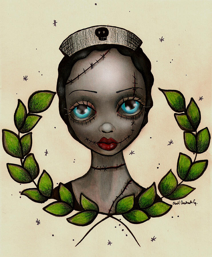 Zombie Nurse Painting by Abril Andrade