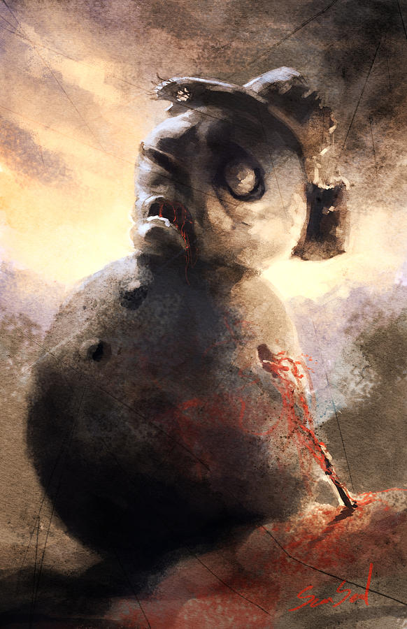 Zombie Snowman Painting by Sean Seal