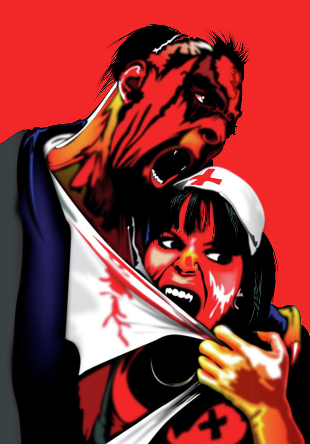 Zombie Vampire Nurse Digital Art by Brian Gibbs