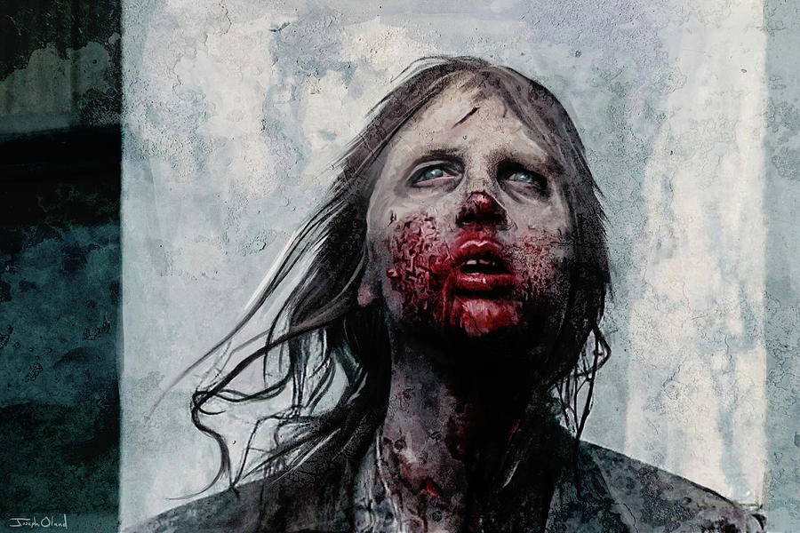 Book Painting - Zombie Walker - The Walking Dead by Joseph Oland