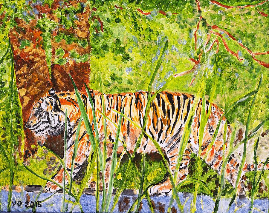 Zoo Tiger Painting by Valerie Ornstein