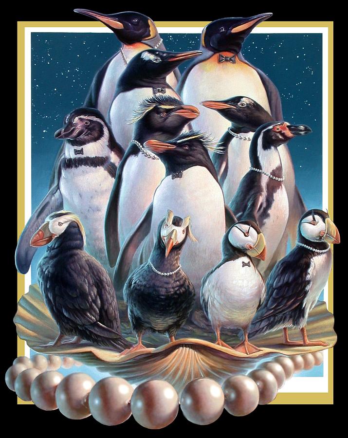 ZooFari Poster 2004 the penguins Painting by Hans Droog