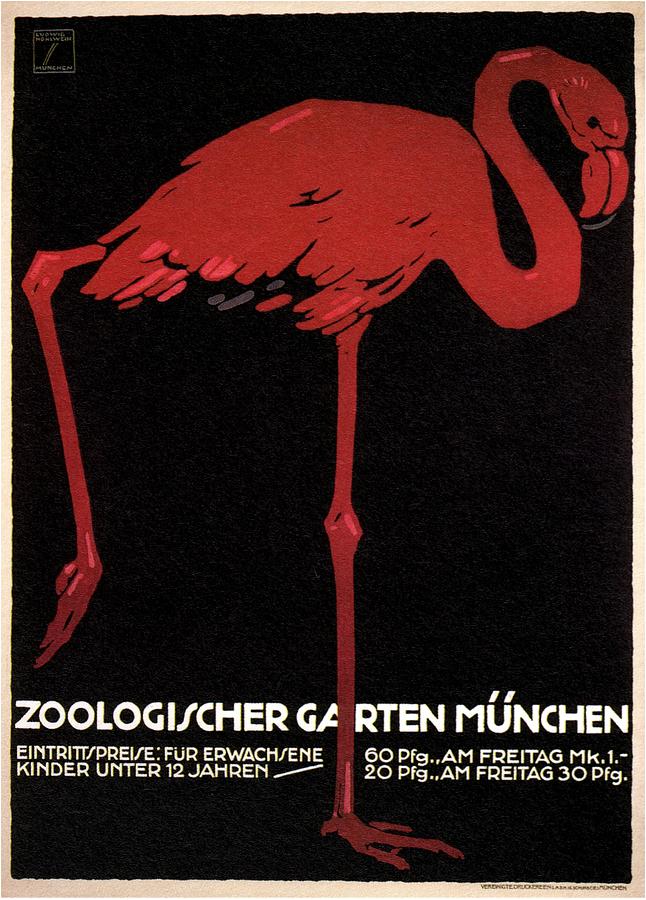 Zoologischer Garten Munchen, Germany - Retro travel Poster - Vintage Poster Mixed Media by Studio Grafiikka