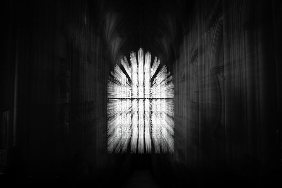 Architecture Photograph - Zoom Burst Of Stained Glass Window In English Cathedral by Jacek Wojnarowski